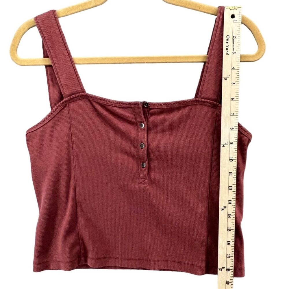 Abercrombie Fitch Y2K Crop Top Womens XL Pink Button Square Neck Ribbed Tank - Picture 7 of 12